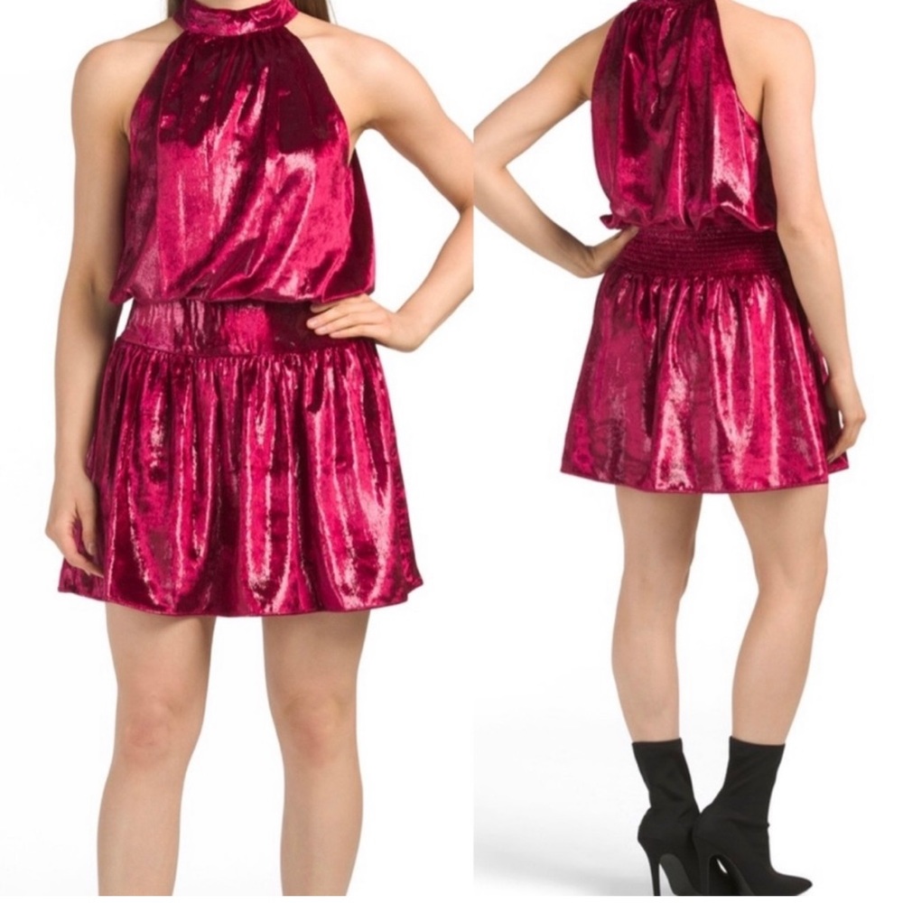 NWT Ramy Brook Cranberry Deep Red Velvet Ellin Dress Large